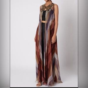 Brown Embroidered & Printed Cape for Women